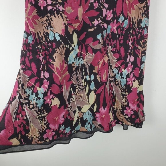 TapeMeasure Skirt Womens 6 Floral Black Pink Y2K 90s‎ Vintage Cottagecore - Picture 8 of 14